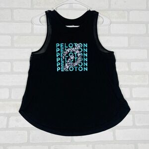Peloton Active Go-Dry Mesh Tank Top Black Leopard Logo Women's Small By Old Navy